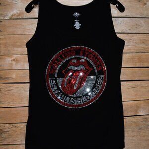 The Rolling Stones 1962  rhinestone sleeveless shirt XS S  M L XL XXL 1X 2X,3X…